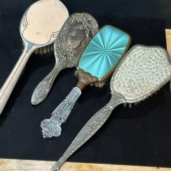 Antique Brush Lot Vanity Vintage Brushes Art Deco Nouveau Shabby Chic 1920s - Picture 10 of 11